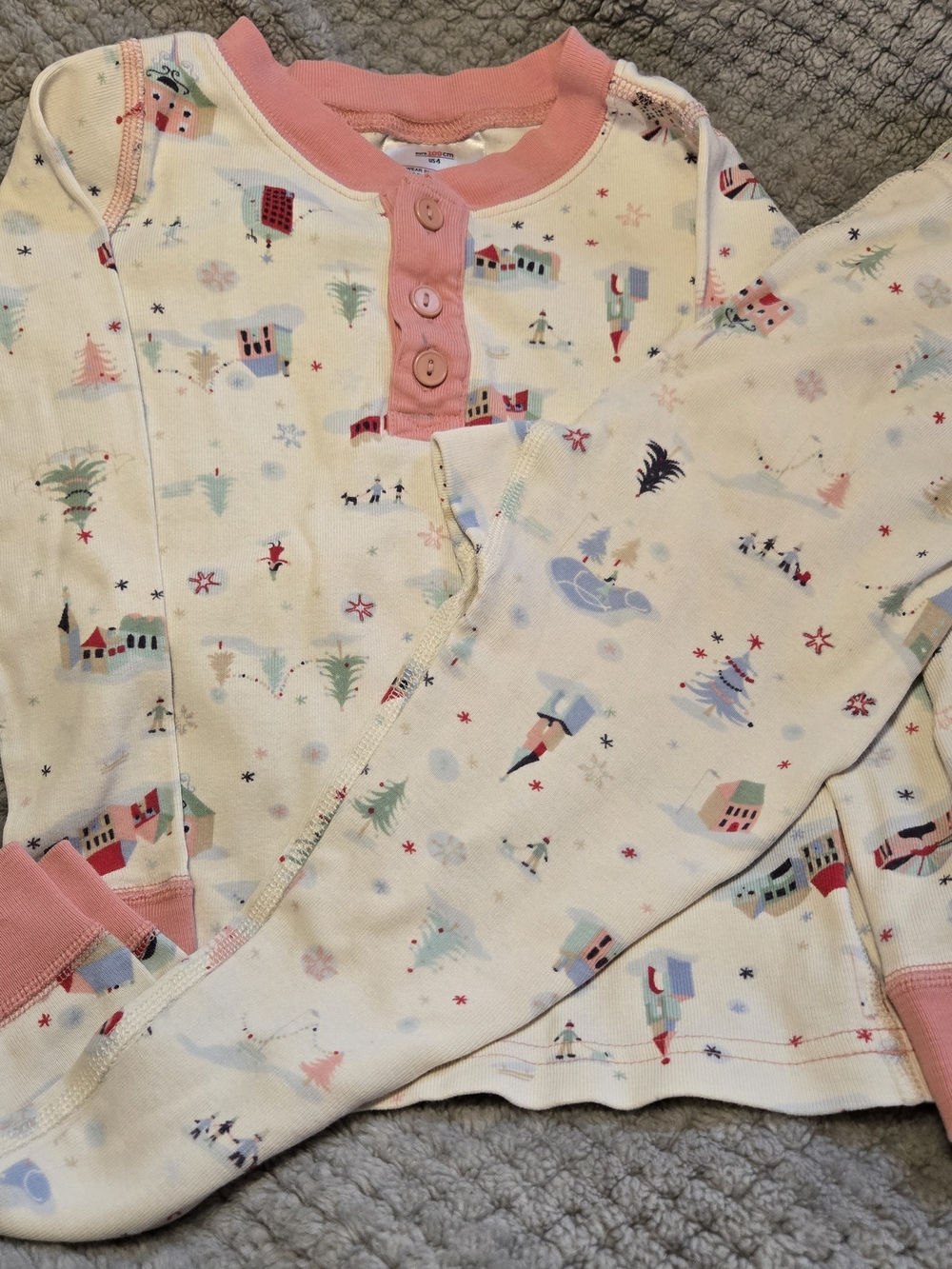 Hanna Andersson Holiday Village Christmas Pajama Set Size 4 (100) EUC
